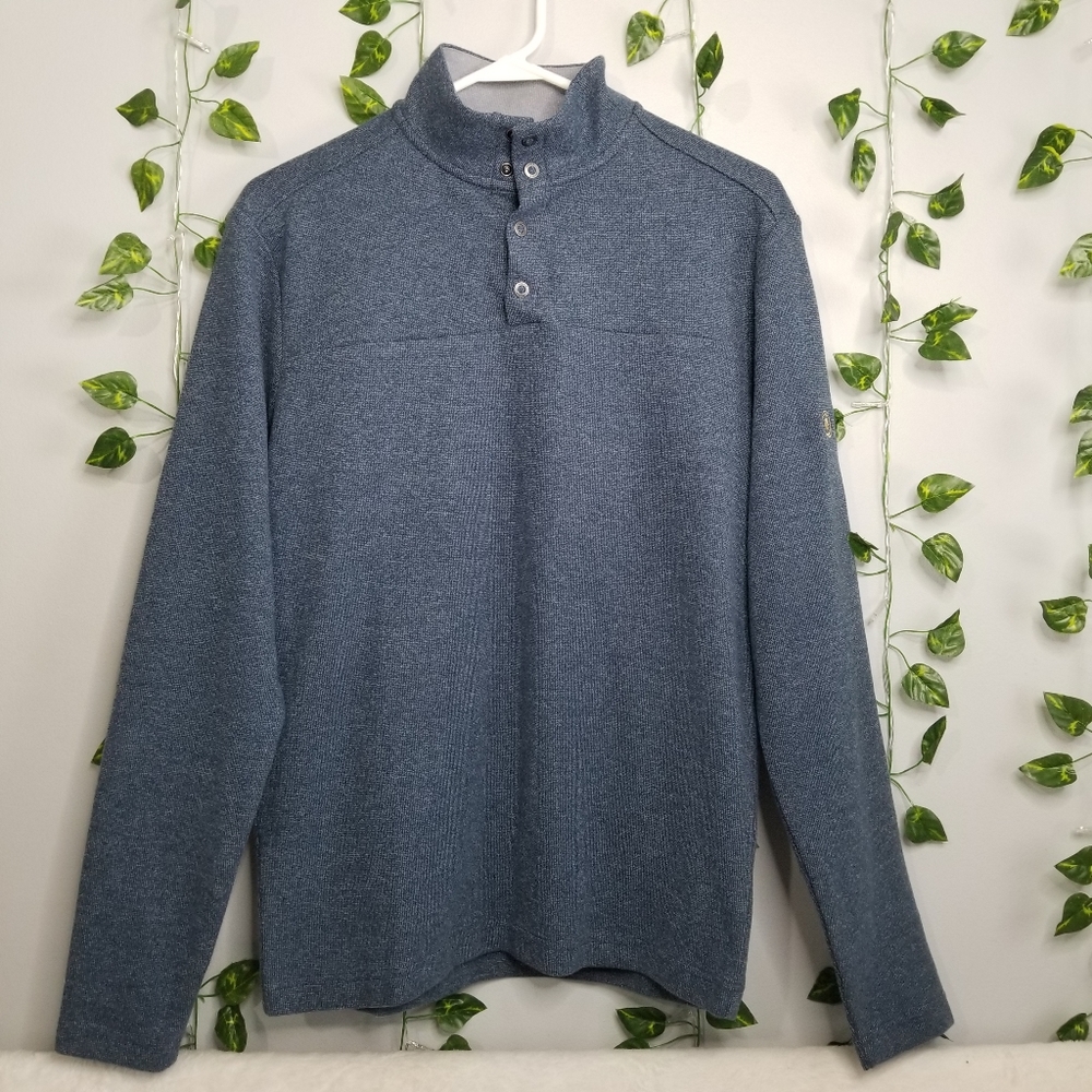 johnny-O Mens Dusty Caesars 1/4 Snap Casual Pullover Blue SM Cotton Swea…